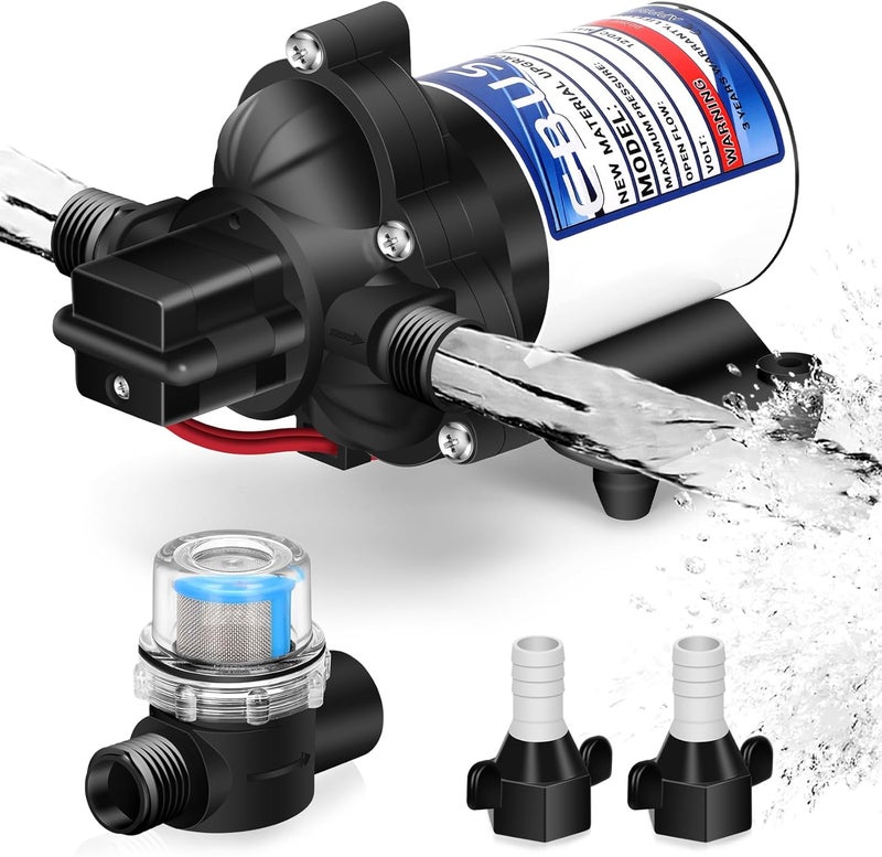 Ebusin RV Pump Replace for 2088-422-144,12V 3.3GPM Diaphragm Water Pump, 45Psi 1/2MNPT Connection, Great for RV or Any Other Water Delivery Purpose - Image 1